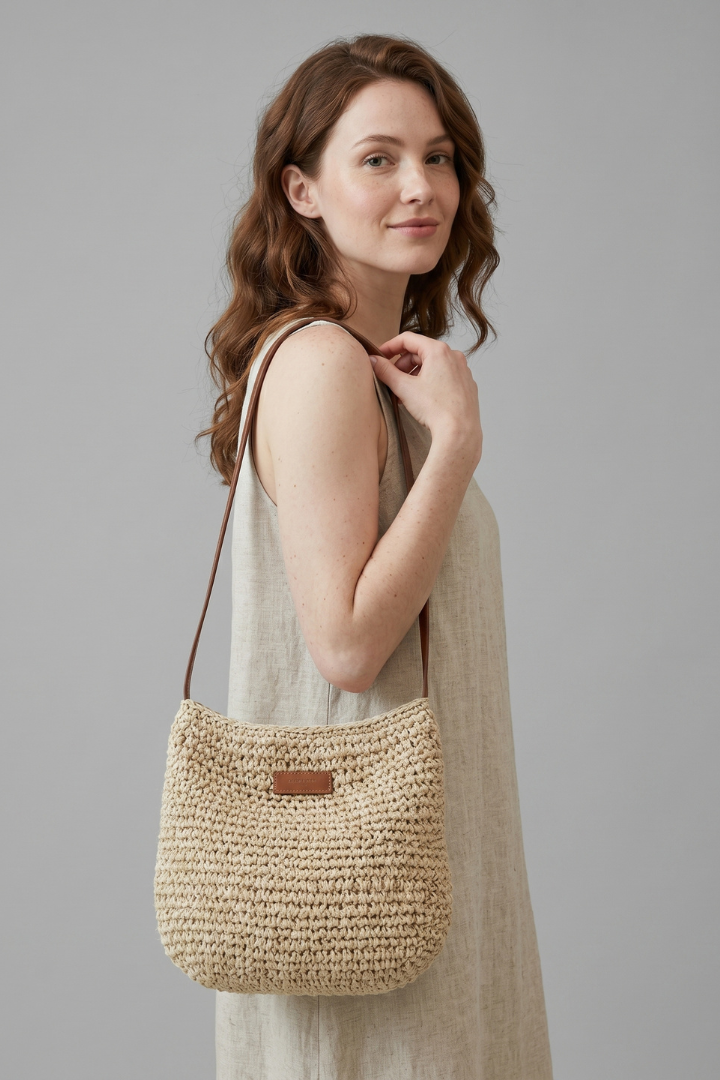 Yira | Compacte geweven damestas – Crossbody-schoudertas, lichtgewicht zomertas