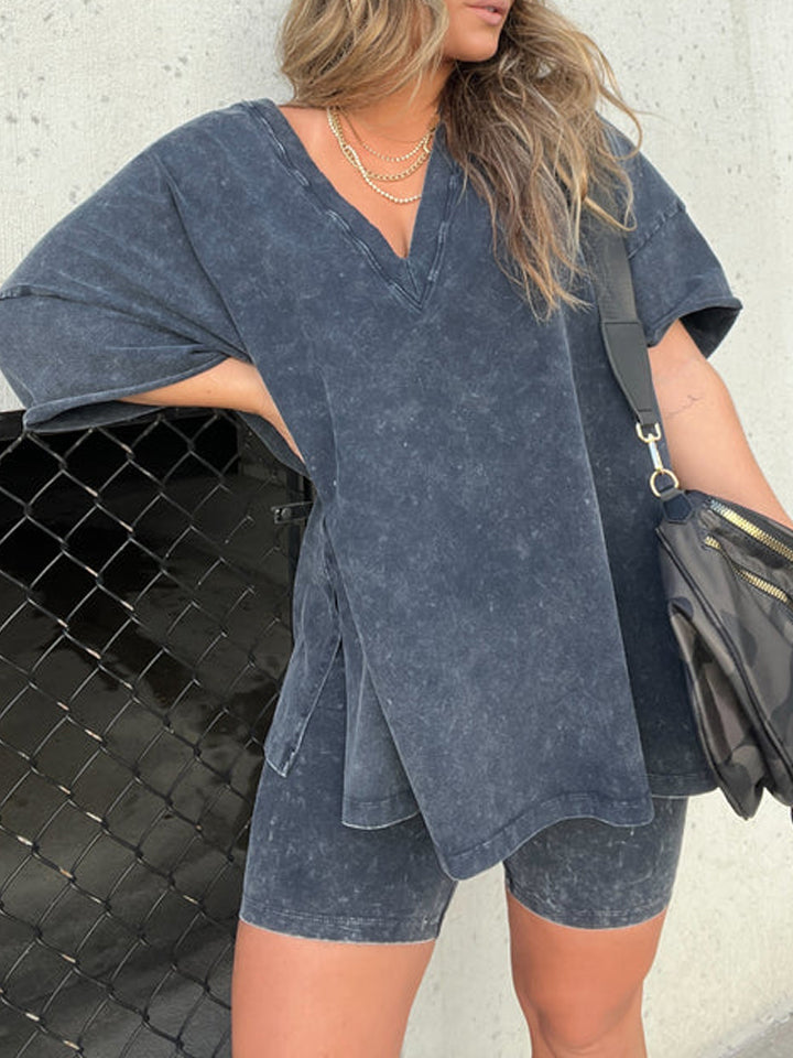Orina | Zomer-T-shirt voor dames – Casual, zacht topje met V-hals en korte mouwen