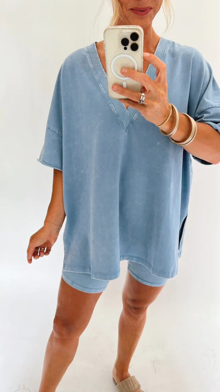 Orina | Zomer-T-shirt voor dames – Casual, zacht topje met V-hals en korte mouwen