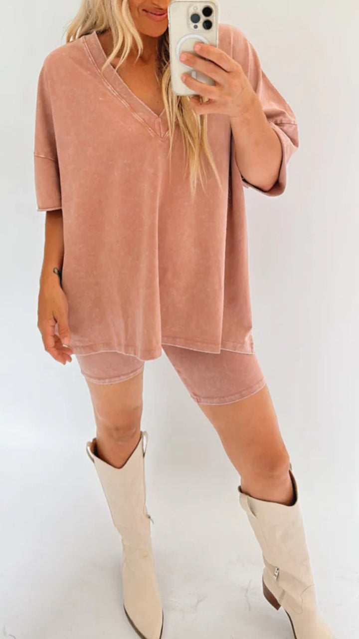 Orina | Zomer-T-shirt voor dames – Casual, zacht topje met V-hals en korte mouwen