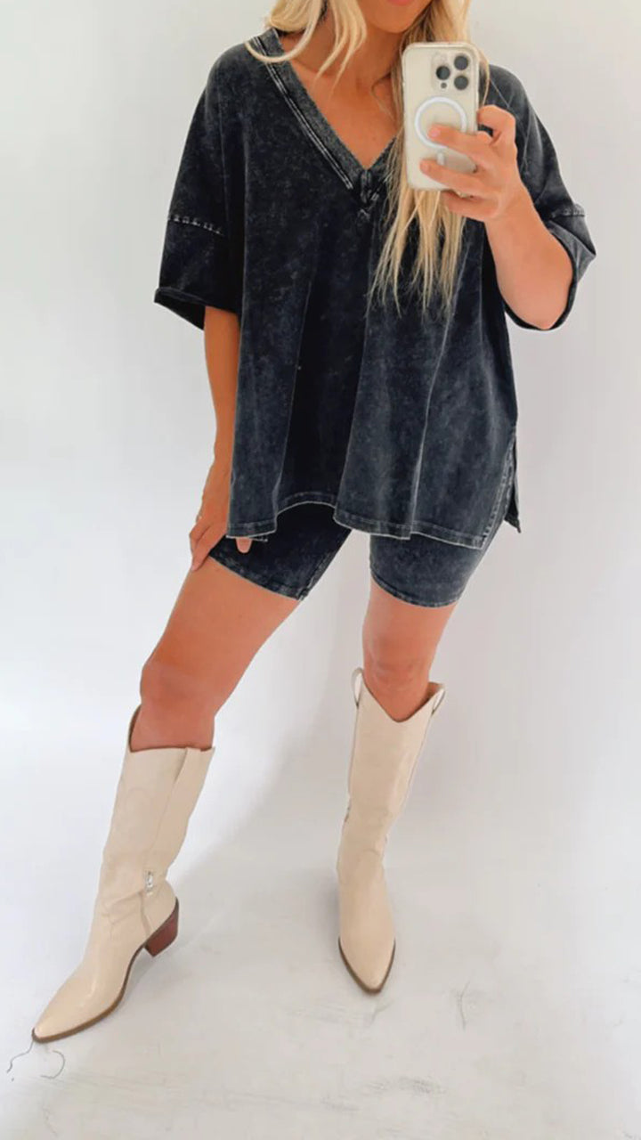 Orina | Zomer-T-shirt voor dames – Casual, zacht topje met V-hals en korte mouwen