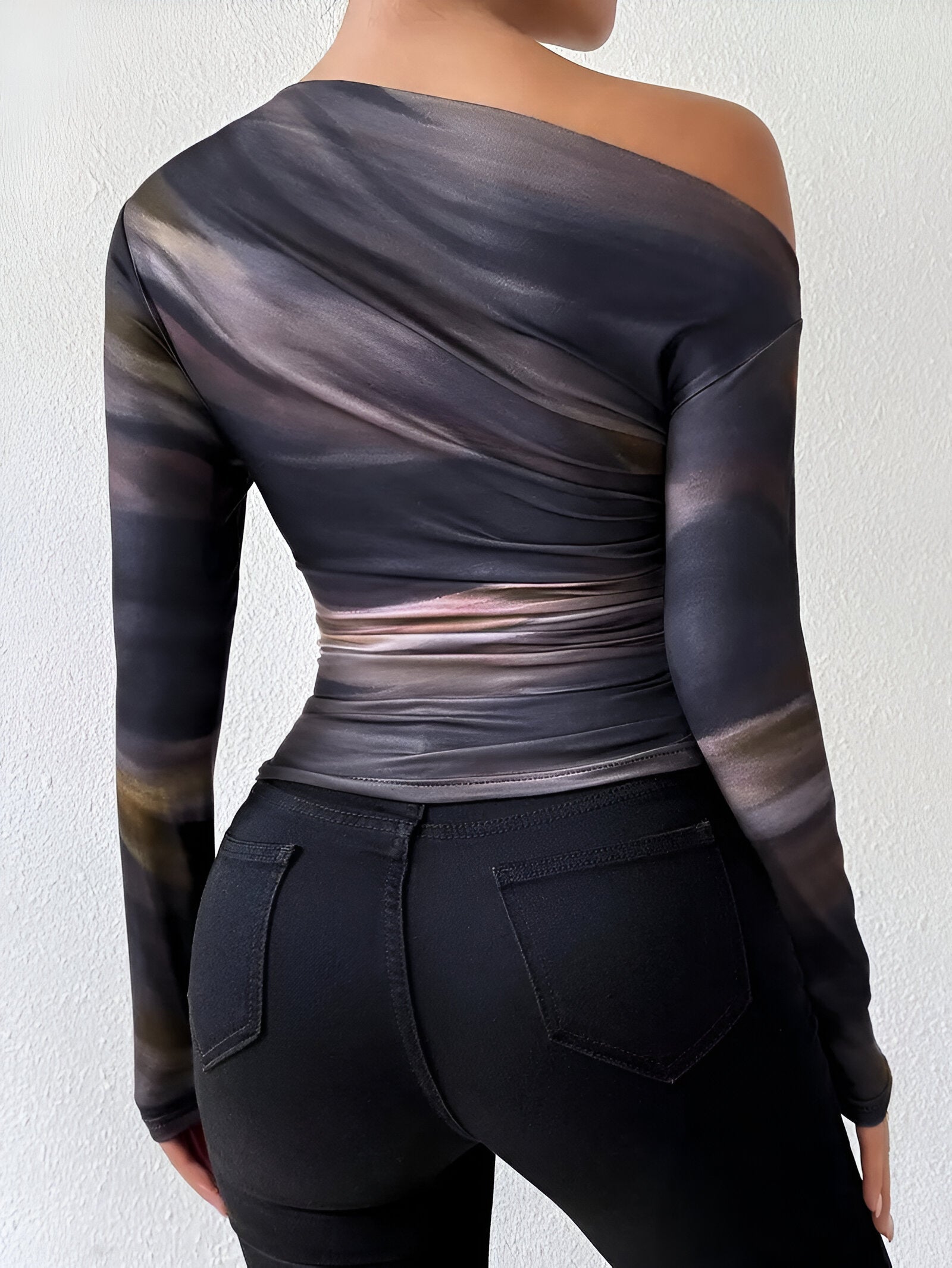 Helyn | Elegante slim fit top voor dames – Asymmetrische casual blouse met lange mouwen