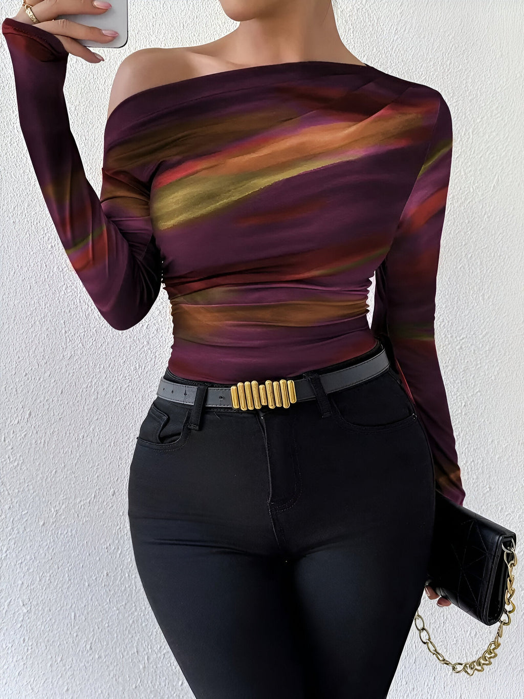 Helyn | Elegante slim fit top voor dames – Asymmetrische casual blouse met lange mouwen