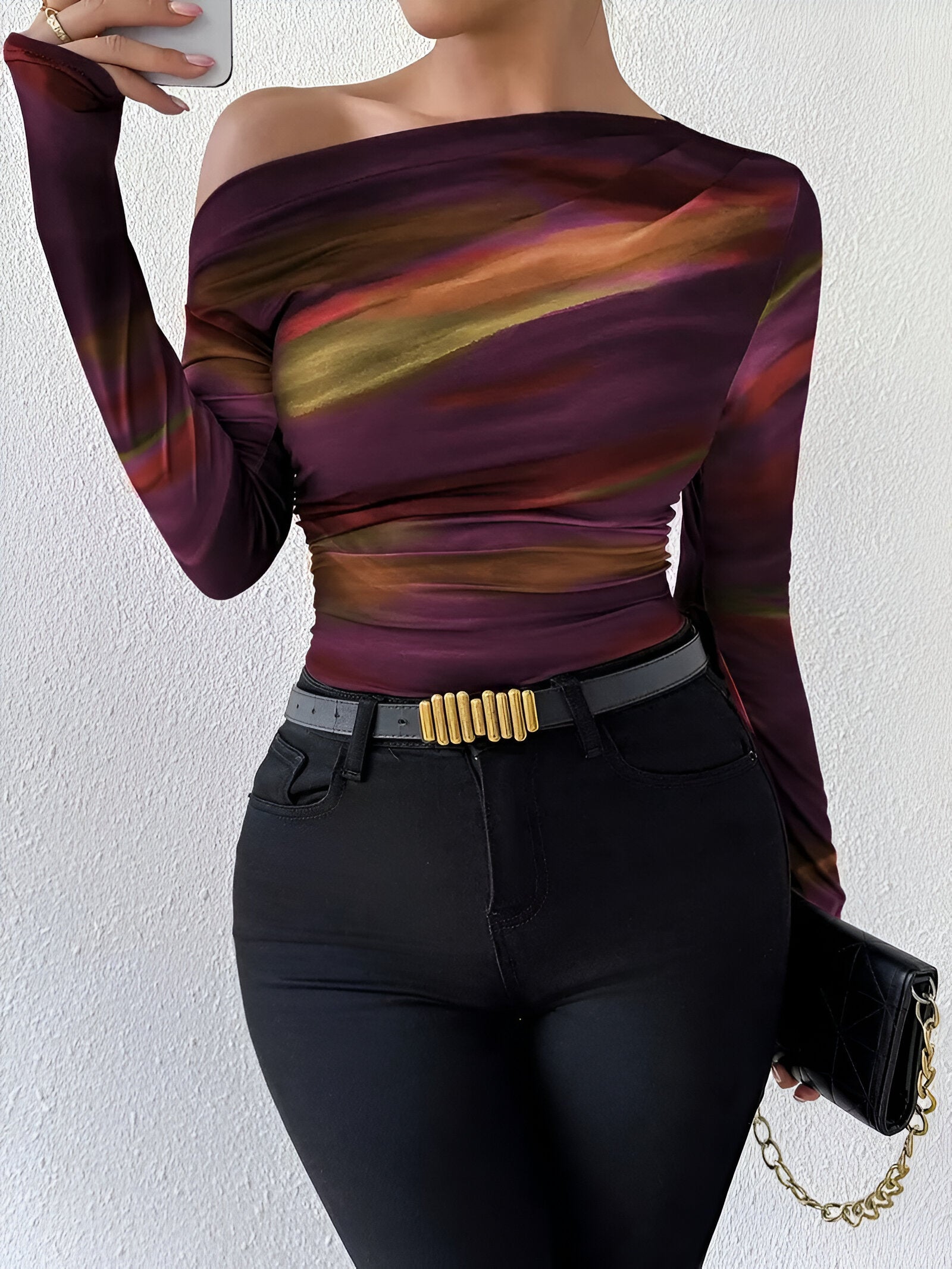 Helyn | Elegante slim fit top voor dames – Asymmetrische casual blouse met lange mouwen
