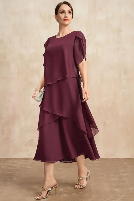 Kalia | Casual winterjurk voor dames – modieuze midi-jurk met lange mouwen