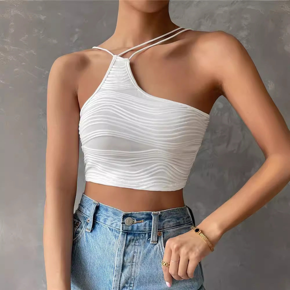 Zinia | Mouwloze asymmetrische top voor dames – Chique zomers shirt met bandjes