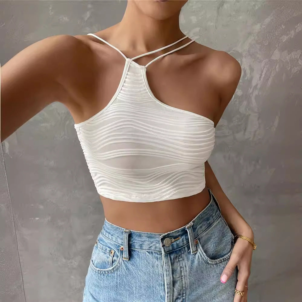 Zinia | Mouwloze asymmetrische top voor dames – Chique zomers shirt met bandjes