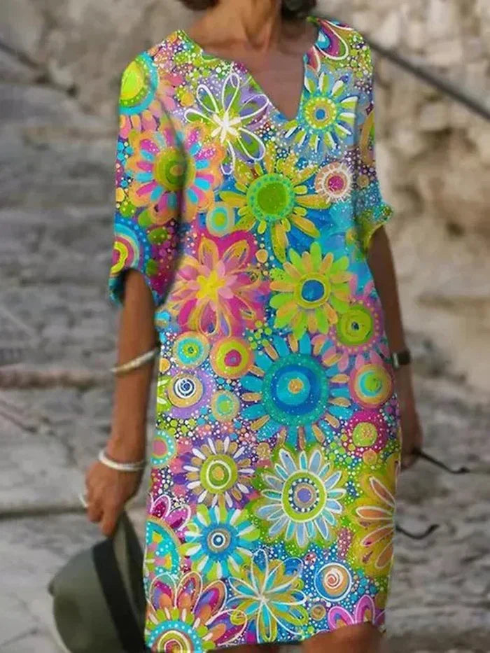 Chloe | Midi-jurk met bloemenprint voor dames – Zomerjurk met print