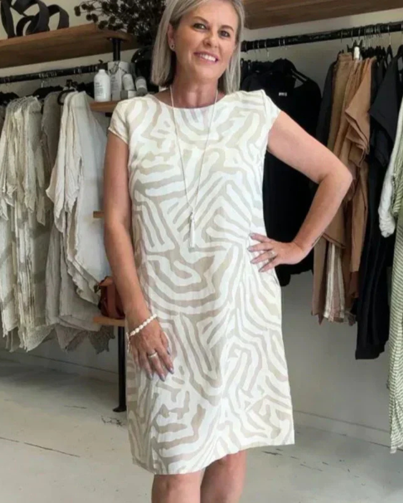Livia | Casual damesjurk – Jurk met korte mouwen en zakken