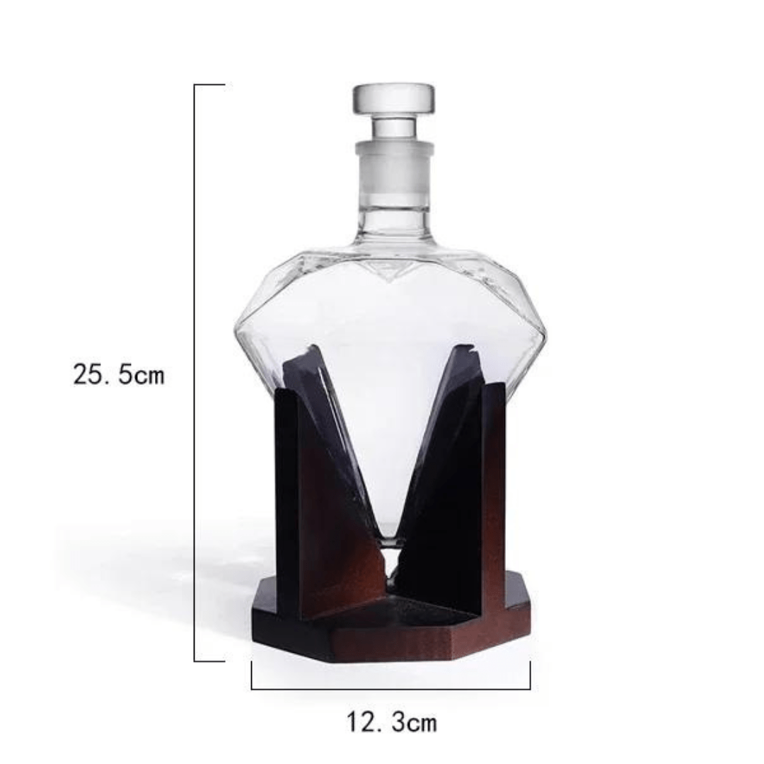 CrystalDrop | Whiskey karaf - Diamant - 1000ml Inhoud met Houten Houder