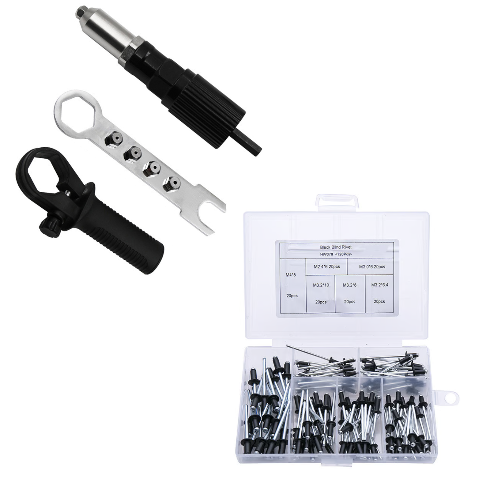 QuickRivet | Klinknageladapterkit – Sterk, universeel en compatibel met klinknagelpistolen