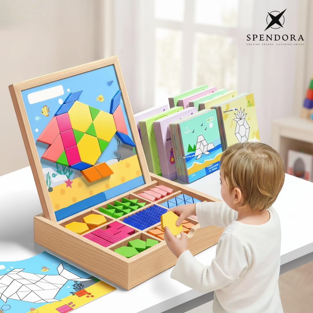 BrainWood | Magnetische houten puzzel – Creatief logica- en strategiespel voor kinderen, draagbare educatieve hersenkraker