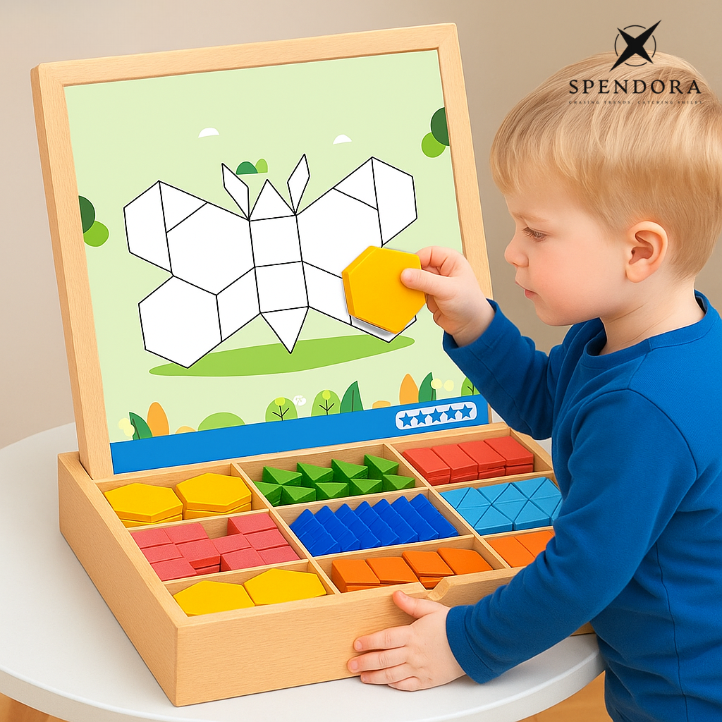 BrainWood | Magnetische houten puzzel – Creatief logica- en strategiespel voor kinderen, draagbare educatieve hersenkraker