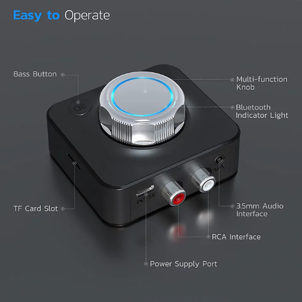 AudioLink | Bluetooth 5.0 Draadloze Audio Ontvanger – RCA- en 3,5mm AUX-adapter