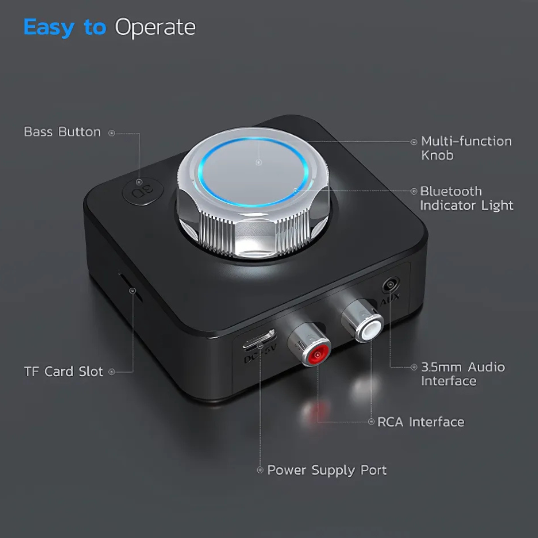 AudioLink | Bluetooth 5.0 Draadloze Audio Ontvanger – RCA- en 3,5mm AUX-adapter