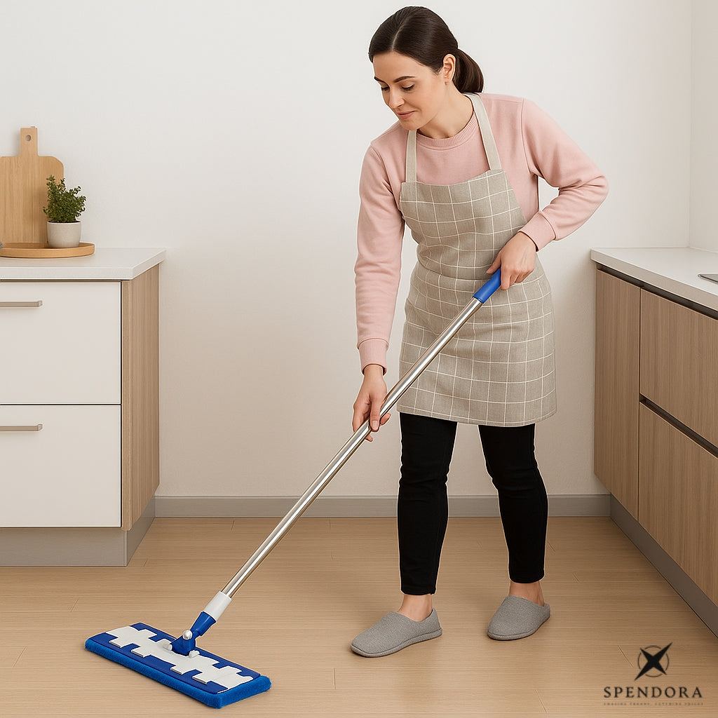 BrightMop | Smart Flat Mop – Herbruikbare microvezel, roestvrij staal, 360° draaibaar