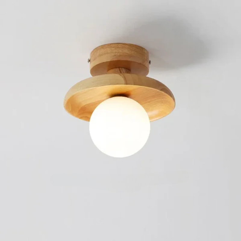 OakOrb | Moderne houten plafondlamp - LED-compatibele bal hanglamp