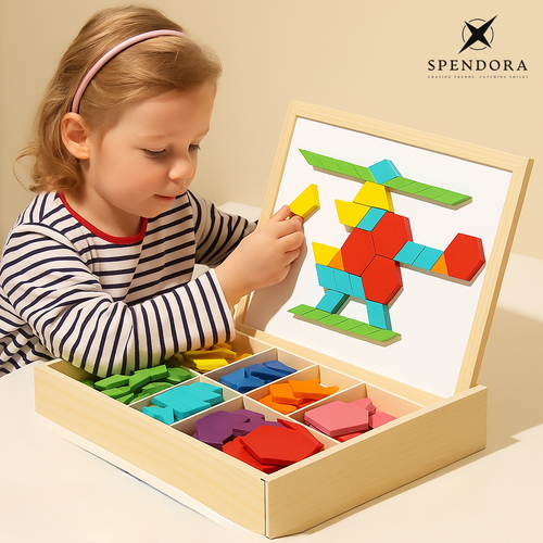 BrainWood | Magnetische houten puzzel – Creatief logica- en strategiespel voor kinderen, draagbare educatieve hersenkraker