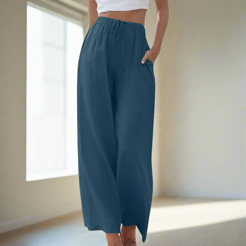 Narelle | Chique damesbroek – Elegante casual broek met hoge taille en wijde pijpen