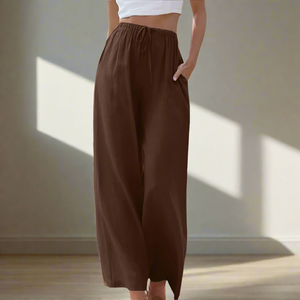 Narelle | Chique damesbroek – Elegante casual broek met hoge taille en wijde pijpen