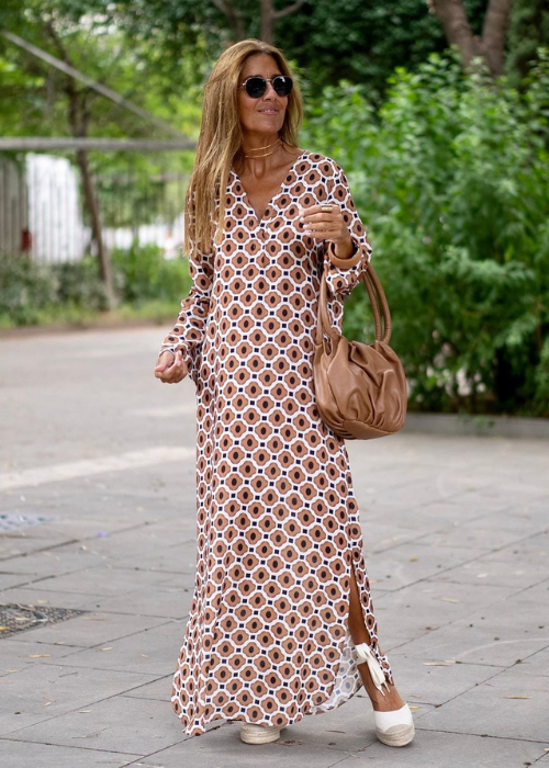 Jorina | Boho Maxi Jurk – Zomerjurk met Lange Mouwen en V-Hals, Oversized Relaxte Pasvorm