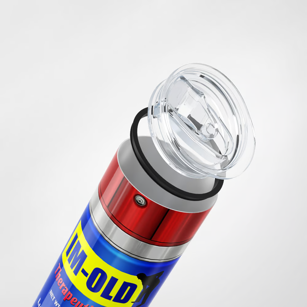 MechMug | Industriële WD-40 geïnspireerde thermosbeker – Robuuste roestvrijstalen reisbeker voor koffie