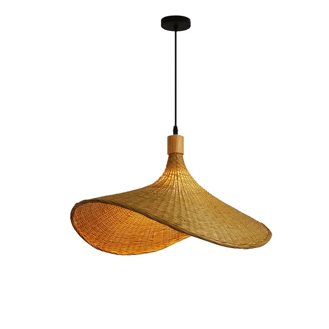 WickAura | Rustieke Boho Bamboe Rieten Hanglamp - Natuurlijke Bamboe Verlichtingsarmatuur
