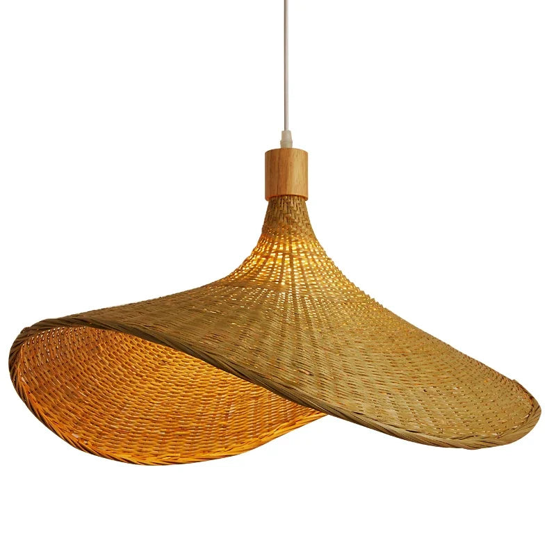 WickAura | Rustieke Boho Bamboe Rieten Hanglamp - Natuurlijke Bamboe Verlichtingsarmatuur