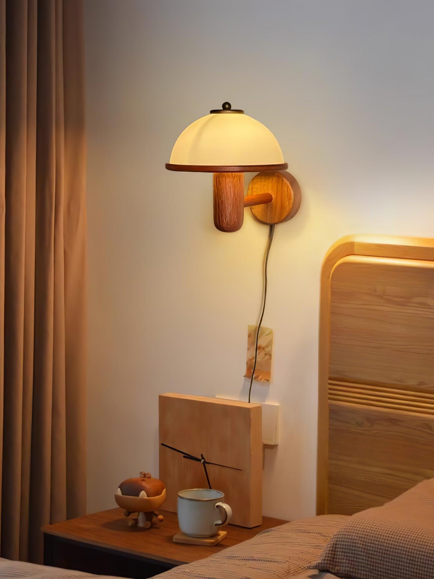 CapLuxe | Rustieke Paddestoel Houten Wandlamp