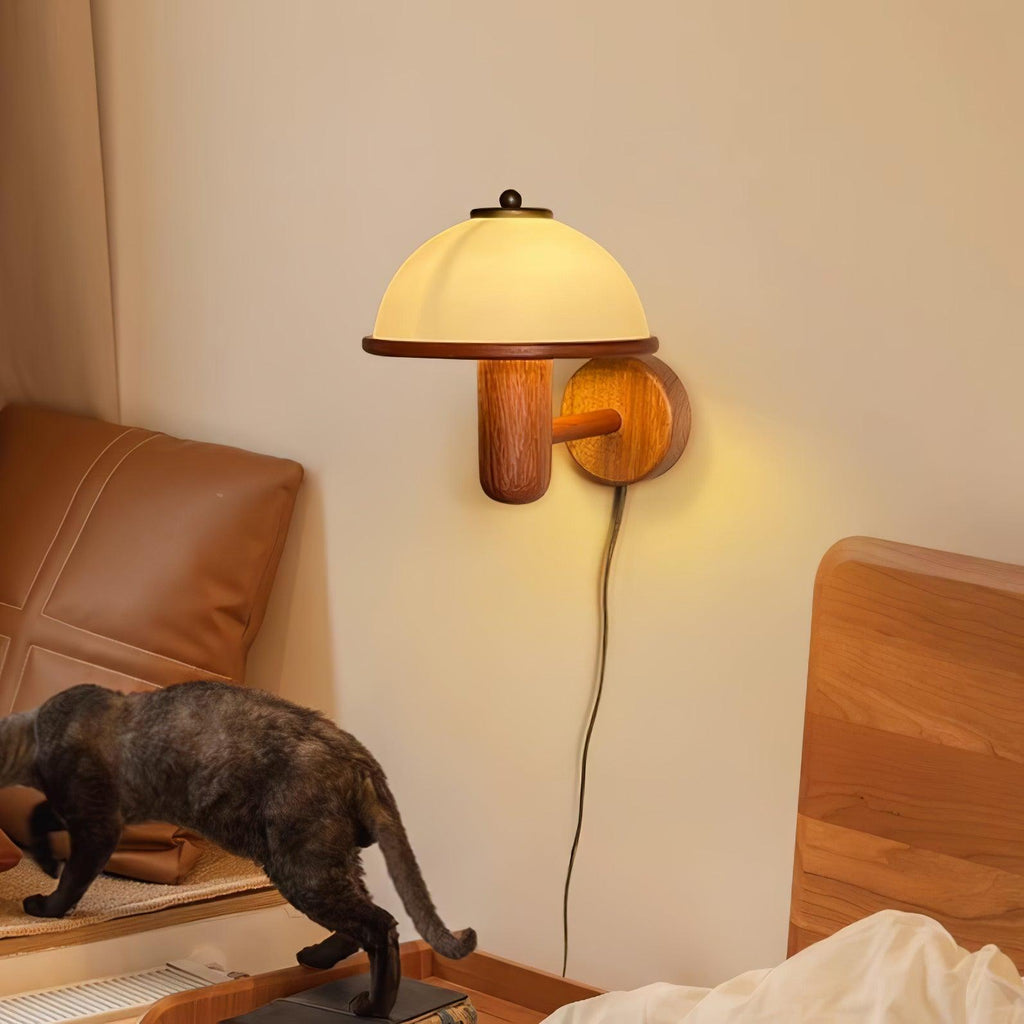 CapLuxe | Rustieke Paddestoel Houten Wandlamp