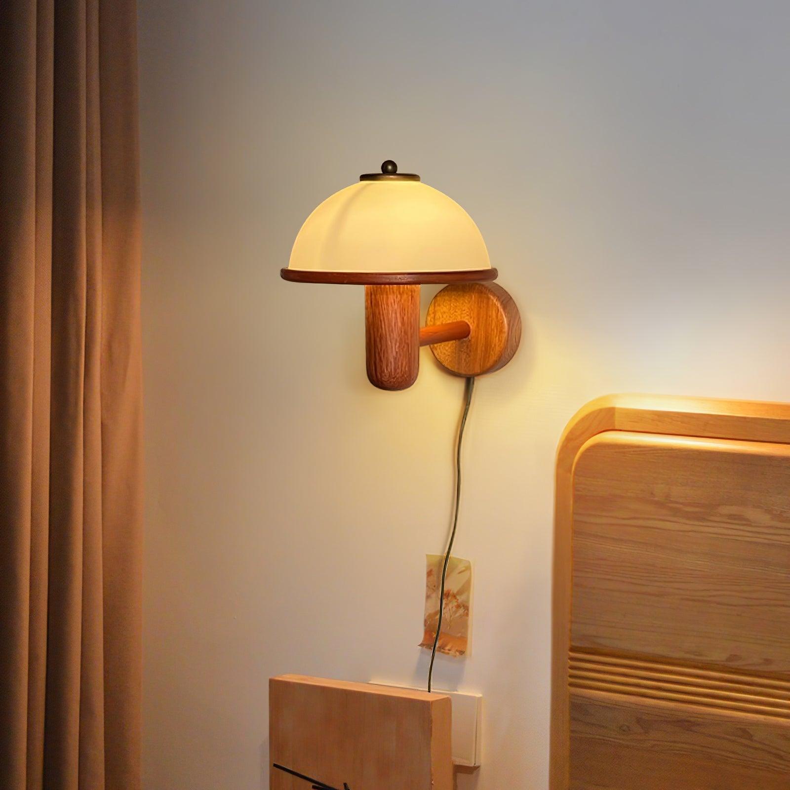 CapLuxe | Rustieke Paddestoel Houten Wandlamp