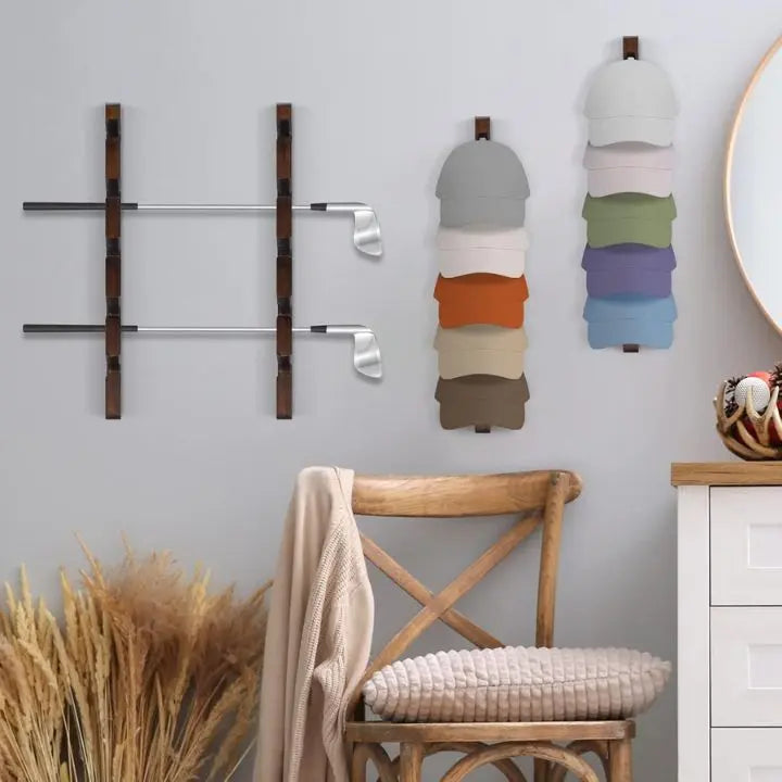 HatDock | Houten wandhoedenhouder - Rustiek hoedenrek