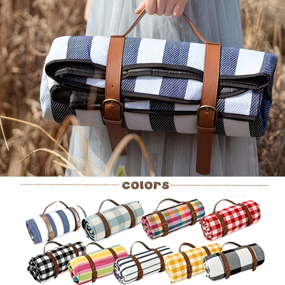 CheckiMat | Waterdichte Picknickkleed – Opvouwbaar Outdoor Strandkleed met Draaghendel