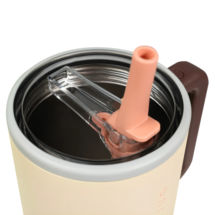 ThermoSip | Geïsoleerde reismok van 40 oz met handvat en flip-stro – Dubbelwandige thermobeker