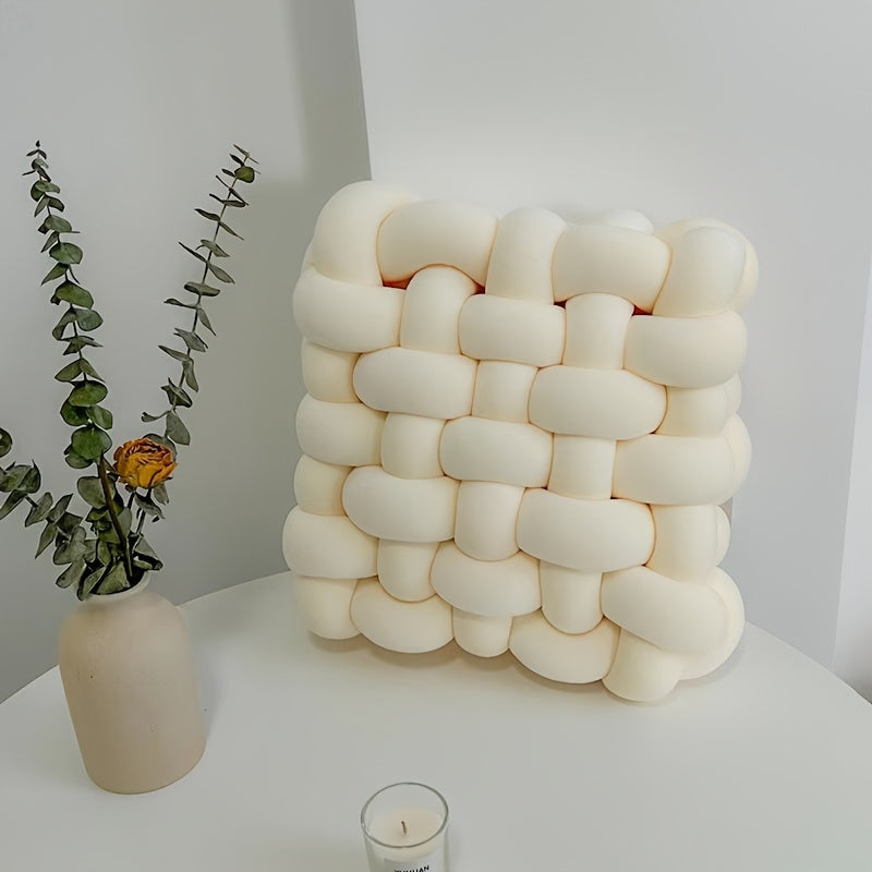 SnuggleKnot | Zacht Pluche Knoop Kussen - Vierkant Decoratief Kussen, Gezellig Sierkussen
