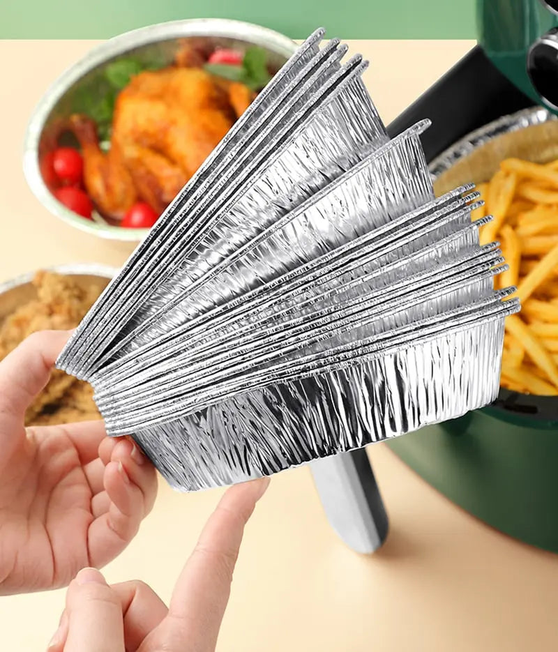 FryLiner | 50st Opnieuw te gebruiken Air Fryer Liners - Non-Stick Aluminiumfolie Bakvellen, Hittebestendig