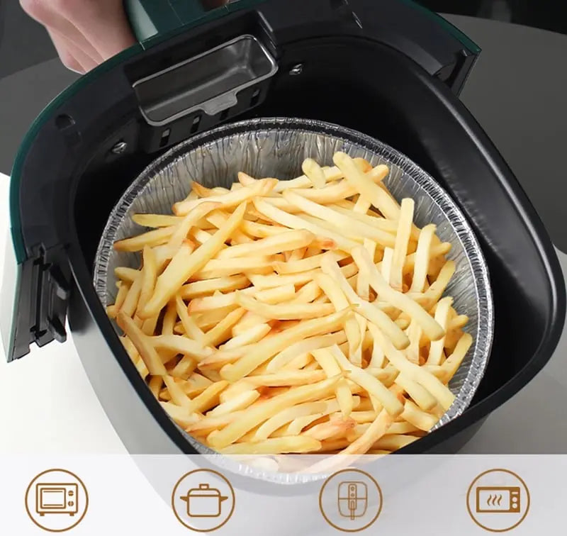 FryLiner | 50st Opnieuw te gebruiken Air Fryer Liners - Non-Stick Aluminiumfolie Bakvellen, Hittebestendig