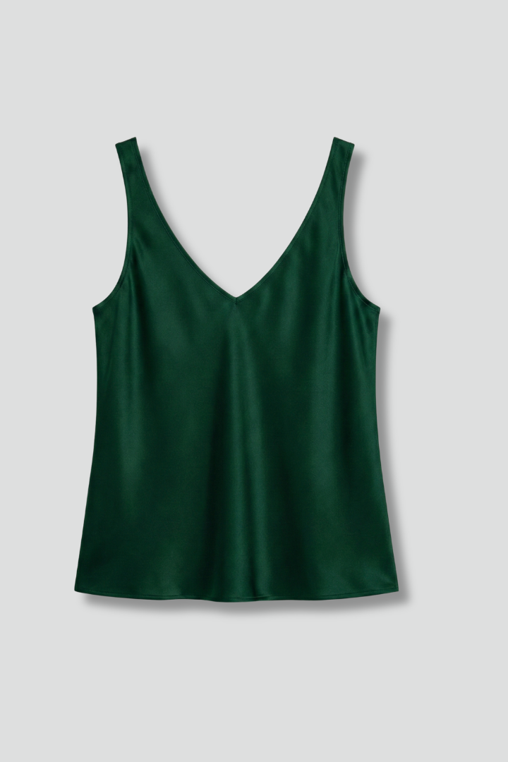 Eila | Silk Feel tanktop voor dames – Satijnen, mouwloze, elegante blouse met V-hals