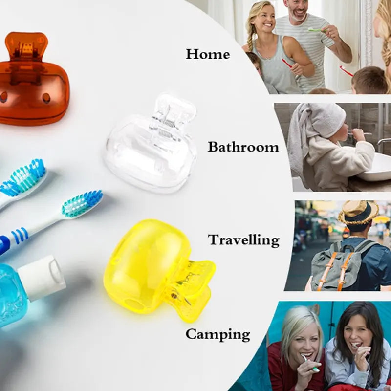 HygieCap | Clip-On Opzetborstel - Hygiënische Reistas & Stofbescherming (Set van 4)