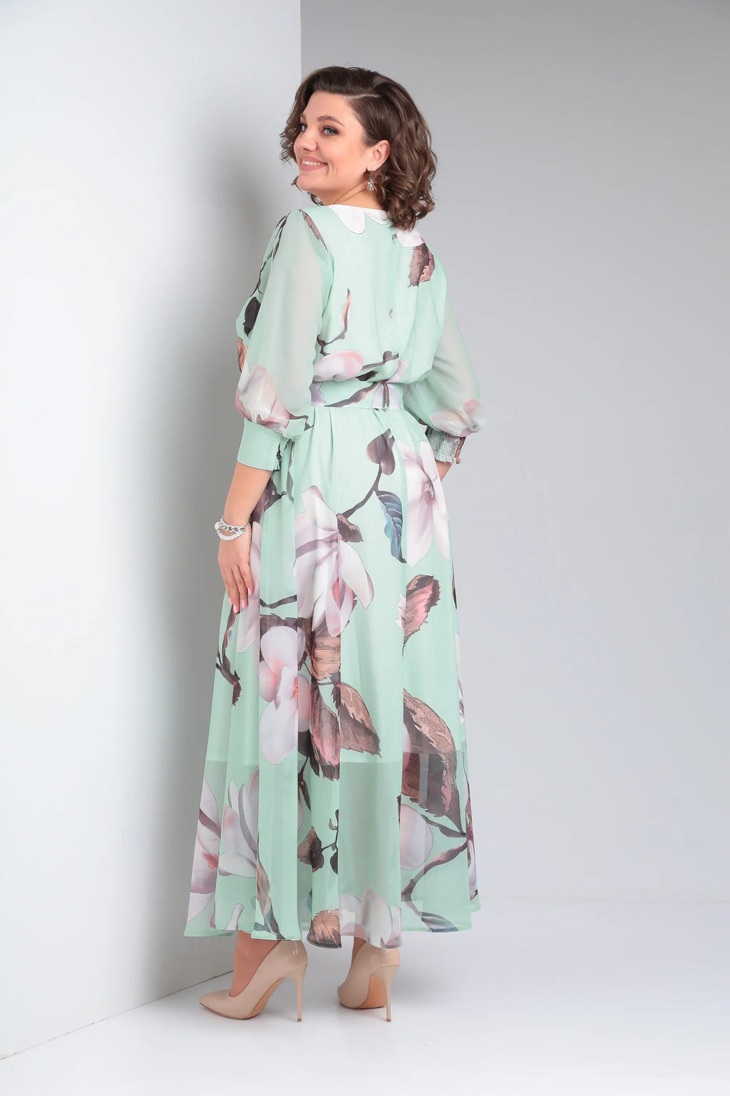 Zelyn | Bloemen maxi-jurk voor dames – elegante A-lijn lange jurk met ceintuur