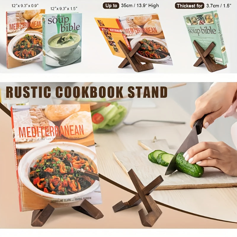 CookCaddy | Houten kookboekstandaard – Receptenboekhouder voor aanrecht, rustieke kookboekhouder