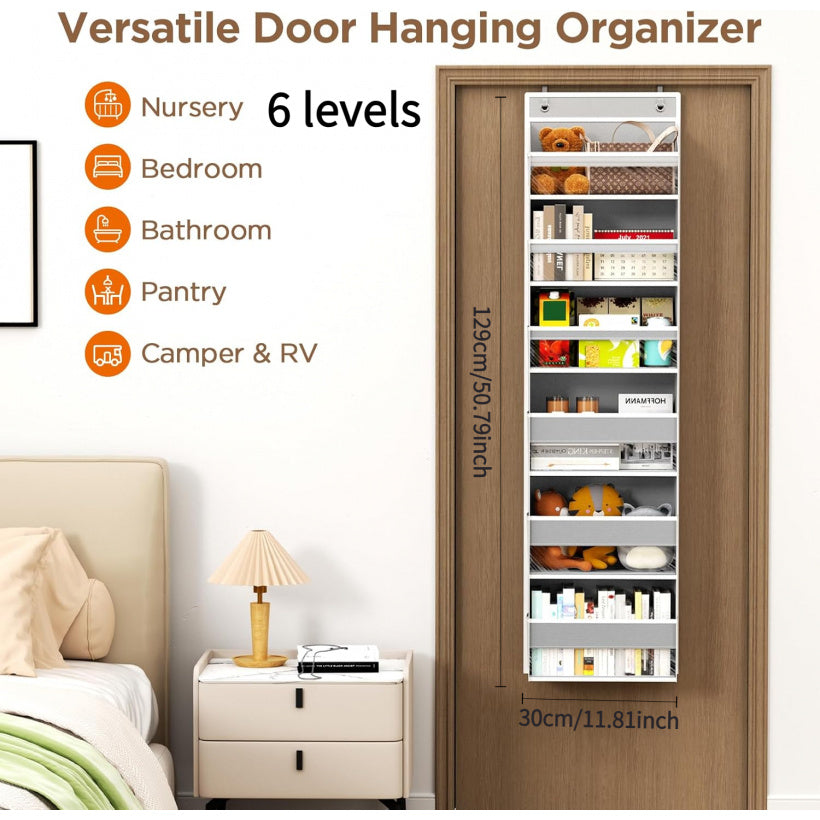 VertiPocket | 6-Laags Deurhangende Organizer – Opvouwbaar Opbergrek met 6 Grote Vakken