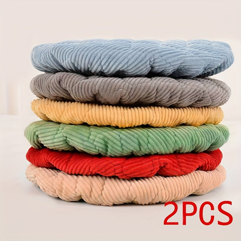 PlushFit | 2-delige Ronde Stoelzittingen Hoes – Dikke Gewatteerde Elastische Stoelhoezen, Beschermende Slipcovers