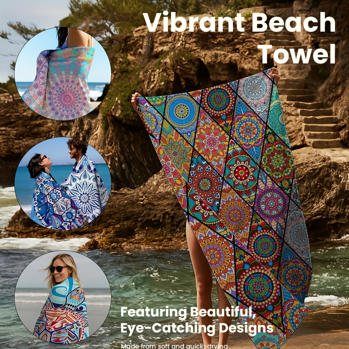 TideWrap | Extra grote strandhanddoek van microvezel - sneldrogend, ultrazacht, gedurfde print