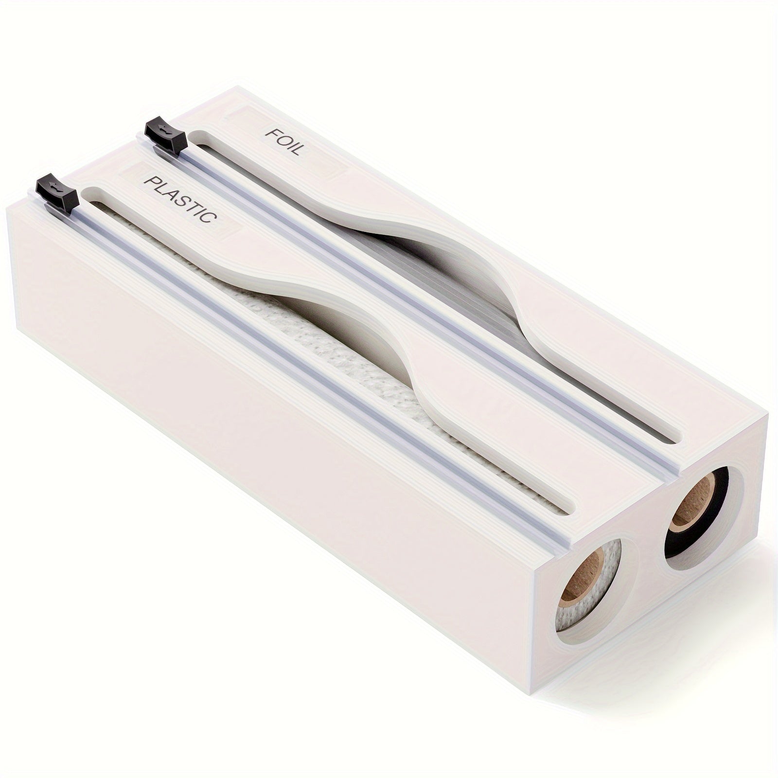 WrapMaster | 2-in-1 Houten Keukenwikkelautomaat met Snijder, Dubbele Gleuf Opbergorganisator voor Keukenlade & Aanrecht