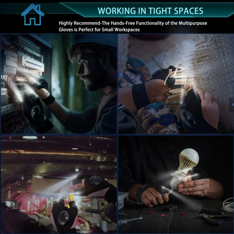 LightGlove | LED-zaklamp handschoenen – handsfree werklamp, waterdichte vingerlampen