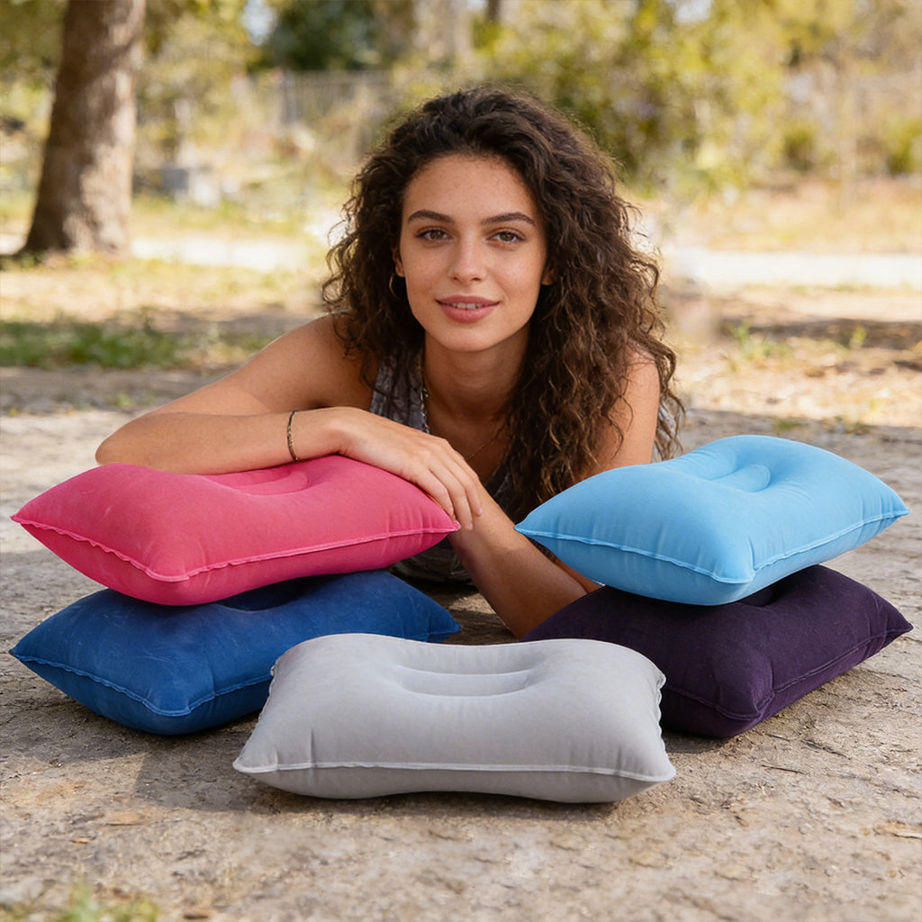 AeroSleep | 2-delige Opblaasbare Reiskussenset – Ultralicht Opblaasbaar Nekkussen & Lendensteunkussen