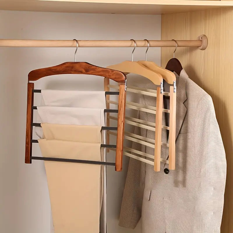 TierHang | Meerlaagse houten broekenorganizer – ruimtebesparende hanger, kreukvrije broekenrek