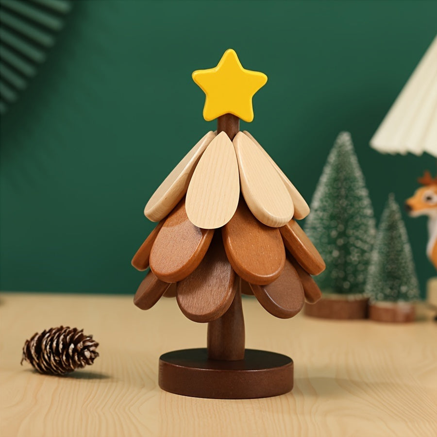 FestivCoast | Houten kerstboom onderzetters met standaard – 3 stuks, creatief boomvormig, hittebestendig