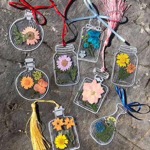 BloomMark | Set gedroogde bloemen bladwijzers – waterdichte botanische bladwijzers cadeauset